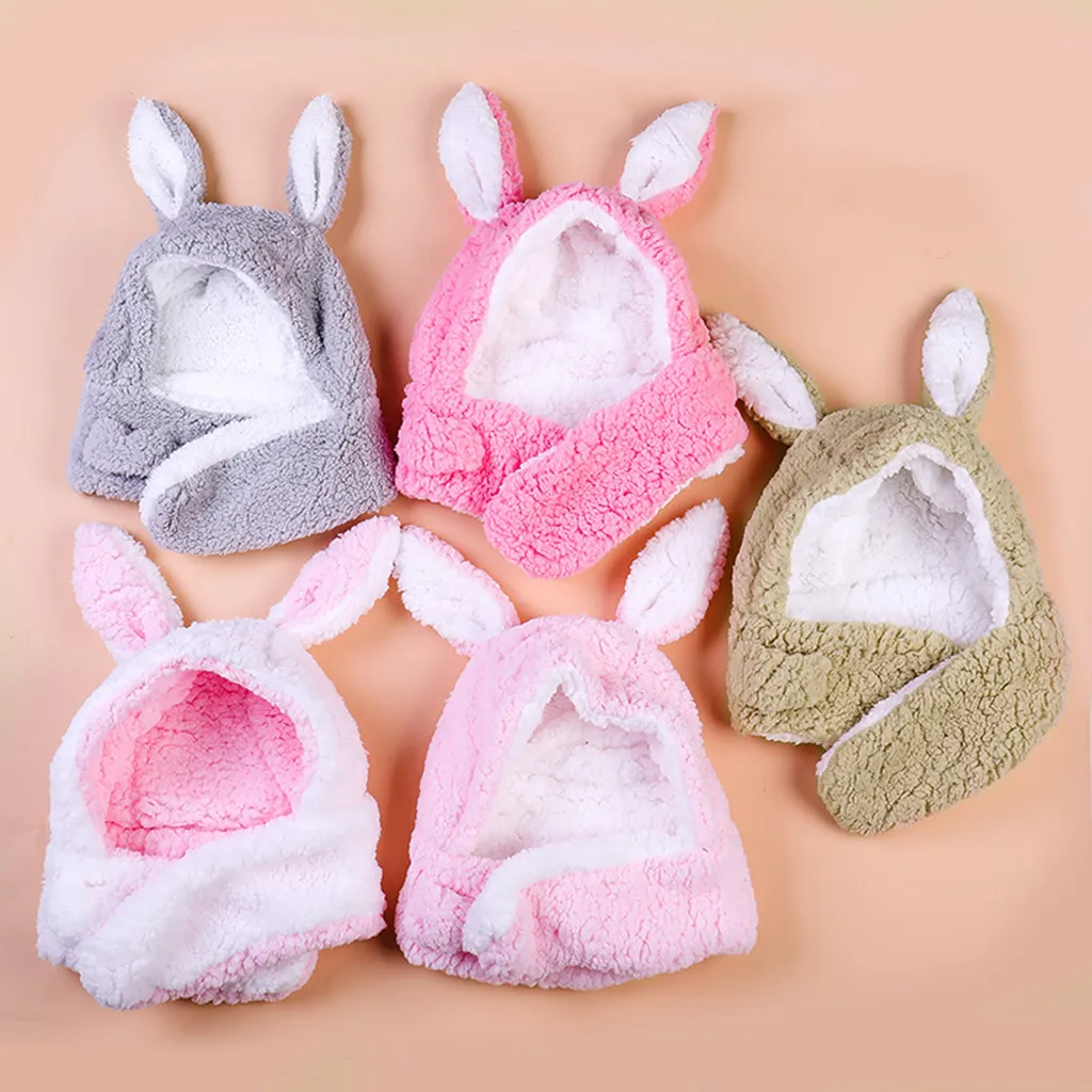 

Winter Kid Baby Girl Boy Thick Scarf Earflaps Beanie Protect Face Neck Caps Adjustable Hats Children Hat