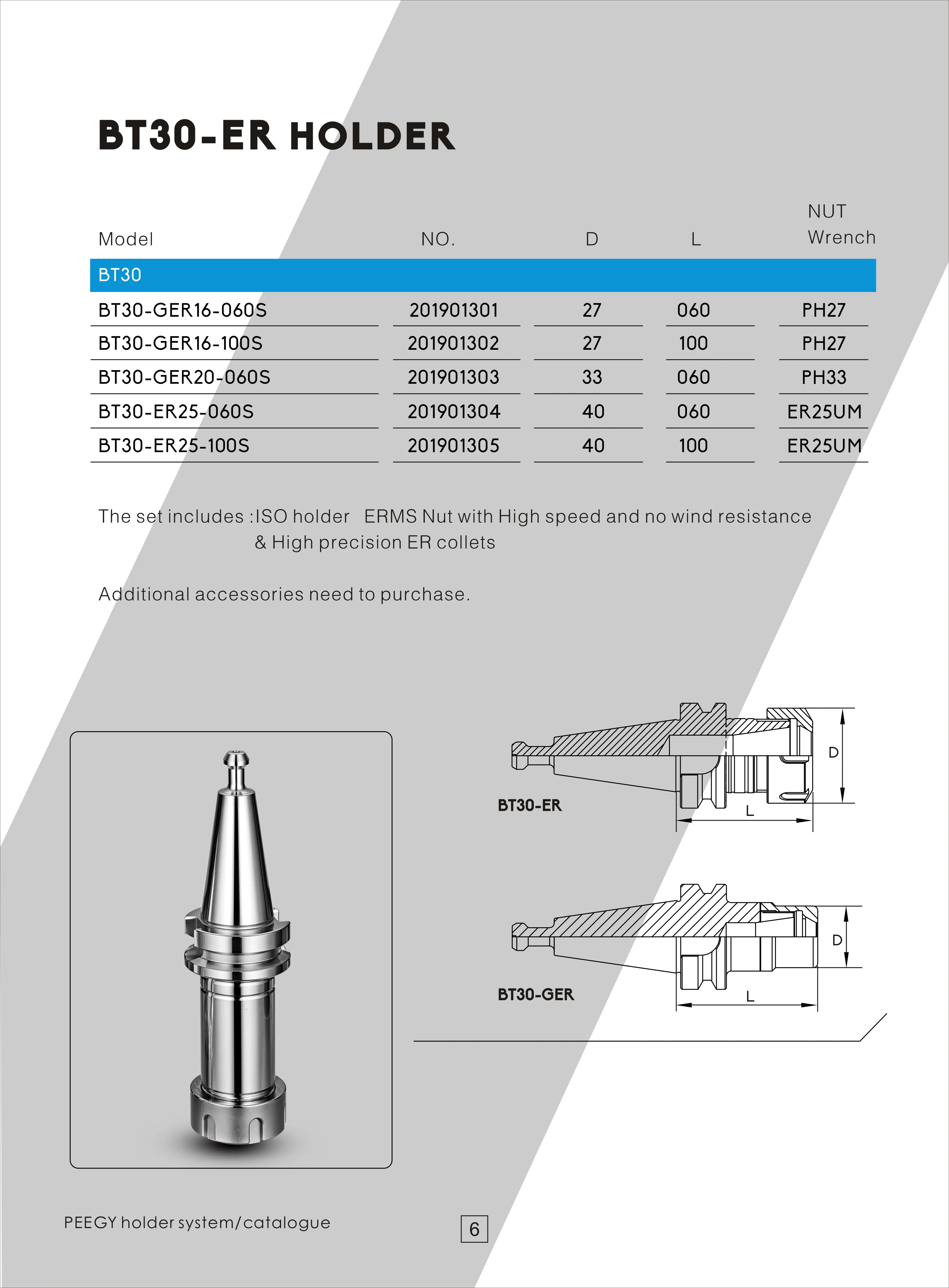 Нержавеющий BT30-ER держатель инструмента BT30-ER20-060S | BT30-PER16-060S Совок держатели инструментов для фрезерного станка с ЧПУ большие запасы