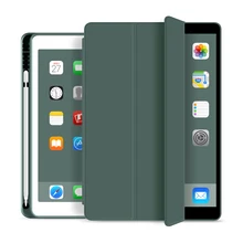 Capa para ipad 2018 9.7 com suporte de lápis, capa dobrável de silicone para ipad 2017 5 6ª geração estojo