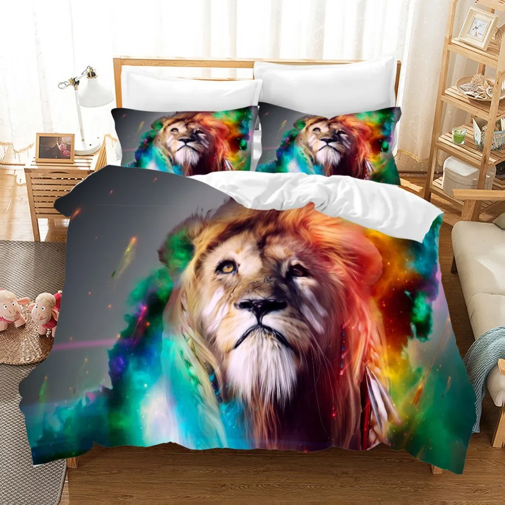 

3D Lion Printed Bedding Set Vivid And Cute Comforter Set Cartoon Bedding Set Bedclothes Living Room Size Twin Full Queen King