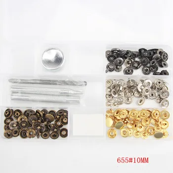 

655# 10mm Metal snap buttons with installation tools set down jacket card bag wallet metal button dark snap button for clothing