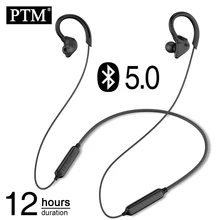 PTM X1 Bluetooth Kulaklık Boyun Bandı kablosuz kulaklıklar Kulak Kancası Spor mikrofonlu kulaklık Telefon için Xiaomi iPhone Stereo Kulaklık(China)