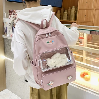 

Cute Transparent Women Backpack 2020 Female Kawaii School Bags for Teenage Girls Harajuku School Student Backpack Large Capacity