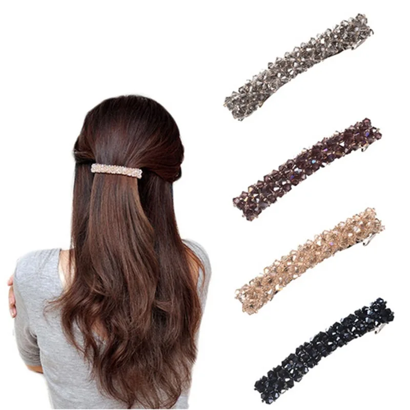 

Hair Clip Handmade Beaded Crystal Simple Wild Word Clip Girl Fashion Trend Temperament Retro Senior Birthday Gift Accessories