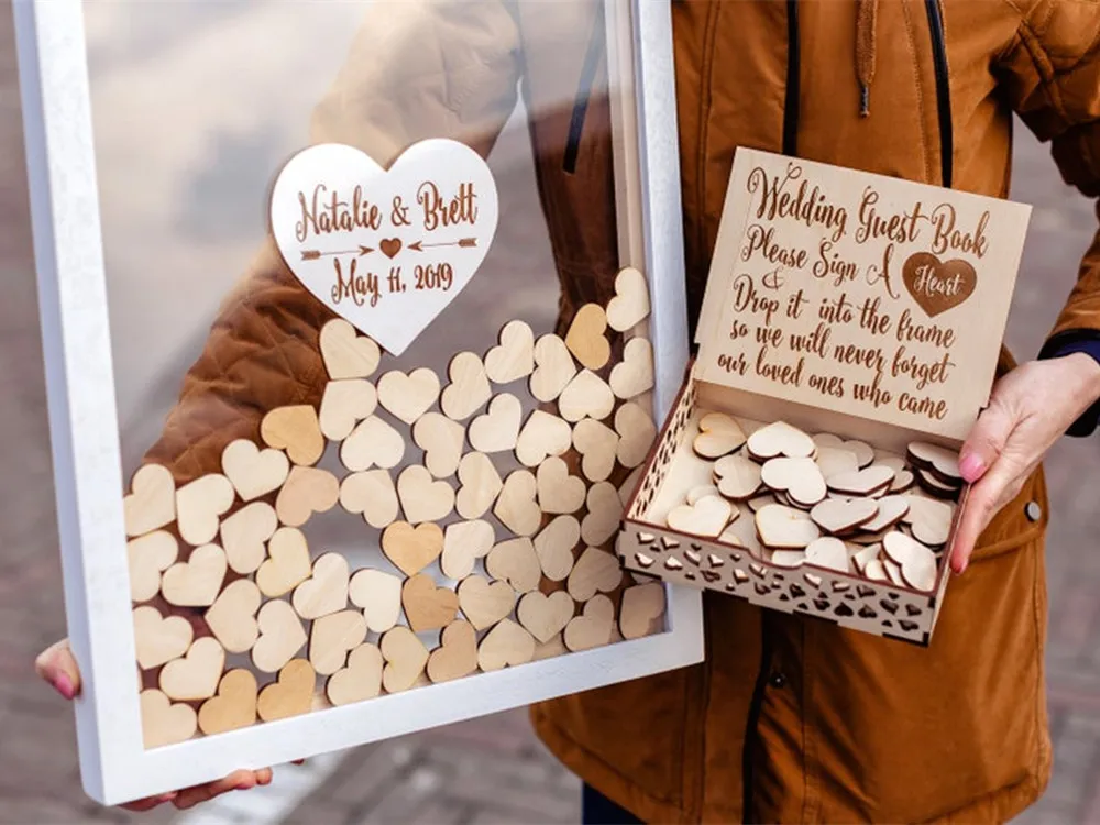 Personalize White Transparent Wedding Guest Book Alternative Custom