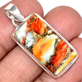 

Genuine SPINY OYSTER TOURQUOISE Pendant 925 Sterling Silver, Total Length : 40 mm, AP7090