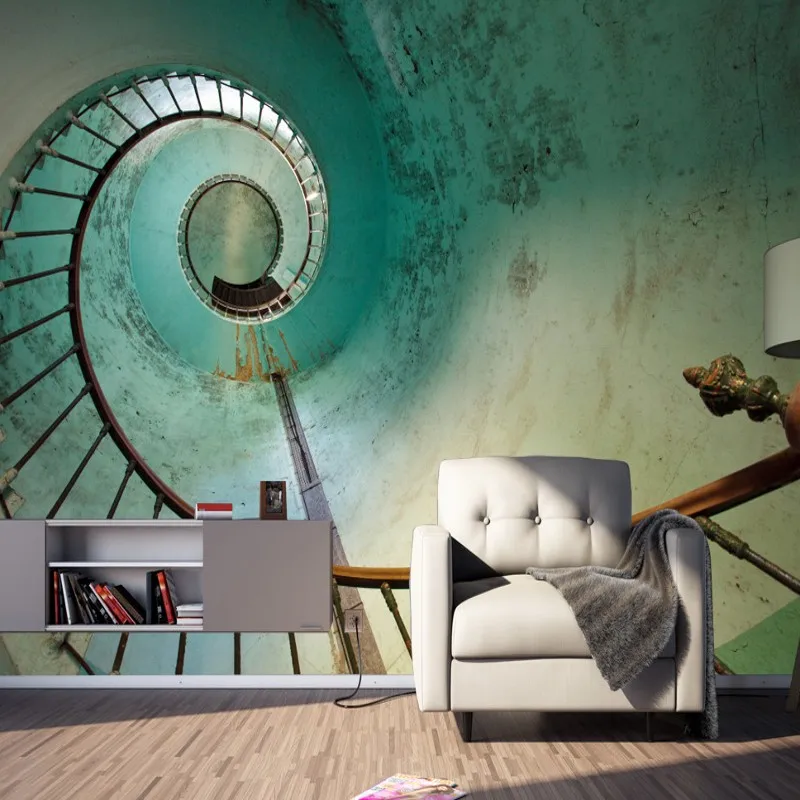 

Dropship Geometric Wallpaper Personality Retro Spiral Stairs 3d Wallpaper Murals Wall Paper For Kids Room Papel Pintado