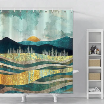 

Shower Curtain Printed Mountain Sunset Waterproof Bathroom Shower Curtain Home Decor Psychedelic Bath Shower Curtain With Hooks