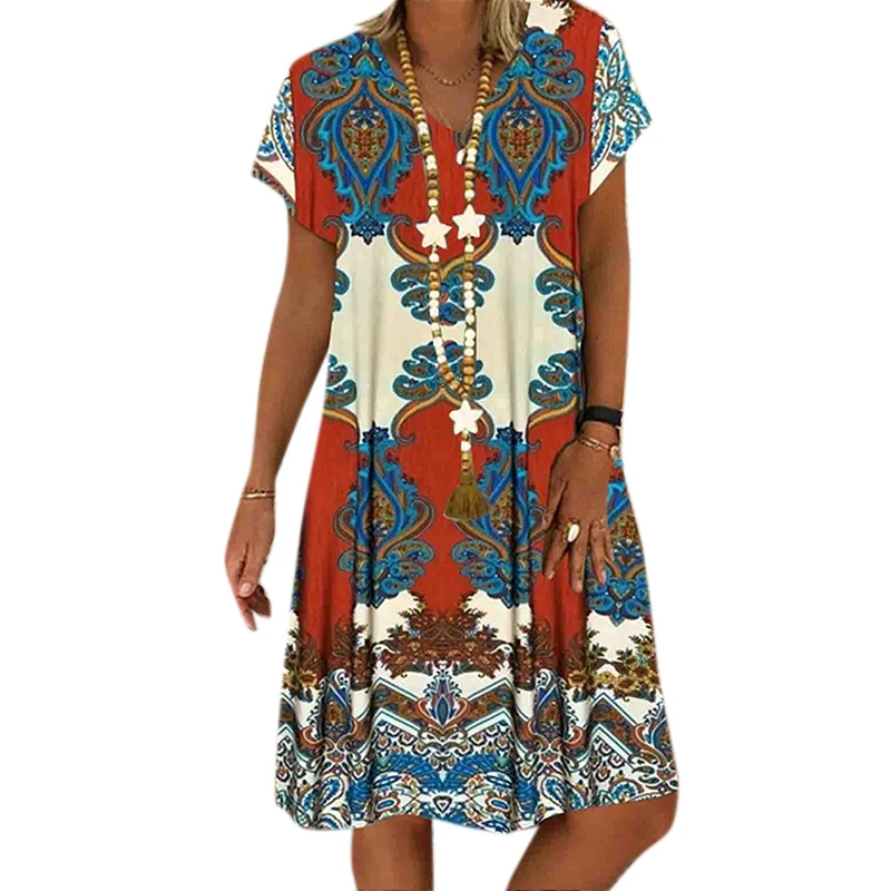 Vicabo Elegant V Neck Dress Womens Dress Summer Robe Femme Plus Size Vintage Print Short Sleeve Vestidos De Mujer 2020 Vicabo Elegant V Neck Dress Womens Dress Summer Robe Femme Plus Size Vintage Print Short Sleeve Vestidos De Mujer 2020