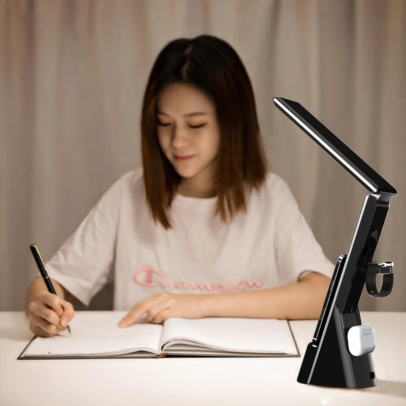 15W 3 in 1 QI Wireless Chager LED Desk Lamp With Alarm Clock Eye Protect Table Light Fast Charging for iPhone 12S/12Pro iWatch