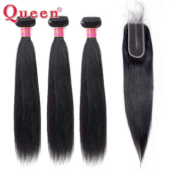 

Straight Hair Bundles With 2*6 Closure Human Hair Extension Brazilian Hair Bundles With Closure Remy Hair QUEEN Hair Products