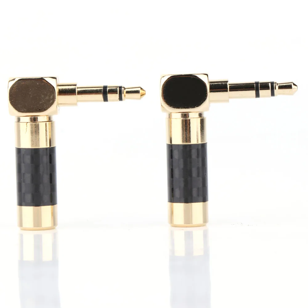High quality carbon fiber 3 5mm Jack 3 Poles Male 90 right angle L shaped stereo headphone Plug Earphones Jack Audio Soldering