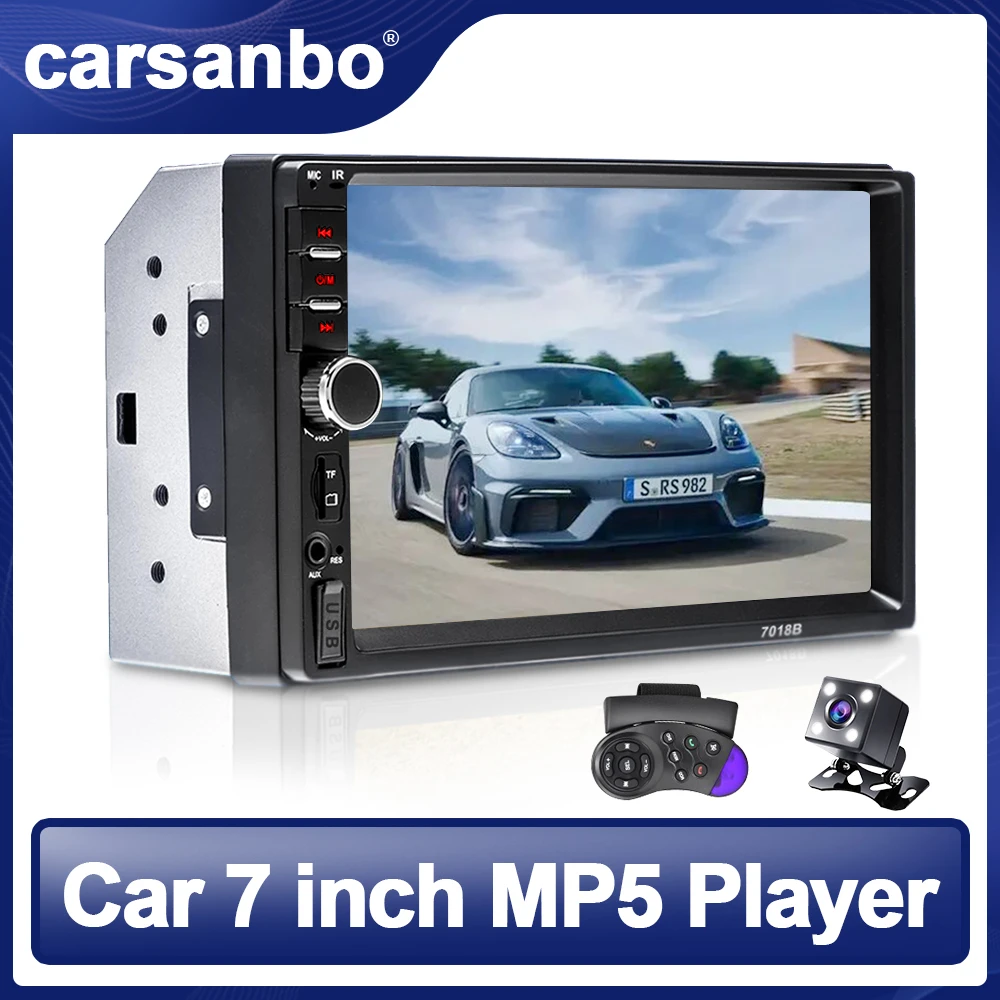 Carsanbo 7 Inch 2Din Car Radio HD Car Multimedia Player  Radio Bluetooth Audio Stereo Touch Screen MP5 Player TF USB With Camera pioneer car audio