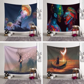 

Jellyfish Tapestry Coverlet Fabric blanket Yoga Wall Hanging Art Large 150x130cm Beach Towel Carpet Wall Rug bohemian decor