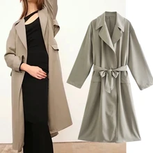 

Elmsk Coat Women 2021 Winter Vintage Loose Trench England Style Fashion Simple Solid Sashes Loose Long Jacket Overcoat Women