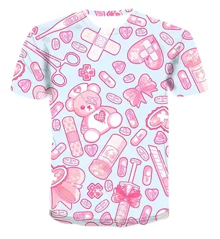 

New Summer Top Short Sleeve Women Cartoon Bear T Shirt Female Kawaii Style Streetwear O Neck Tshirts pink girl Harajuku Clothes