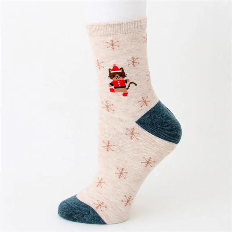 Новое поступление, женские носки, Забавные милые Мультяшные осенне-зимние теплые носки, женские и женские рождественские носки - Цвет: khaki socks