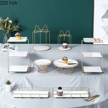 

European Style Metal Ceramics Storage Tray Storage Rack Cake Stand Jewelry Display Plate Home Sundries Decor Tray