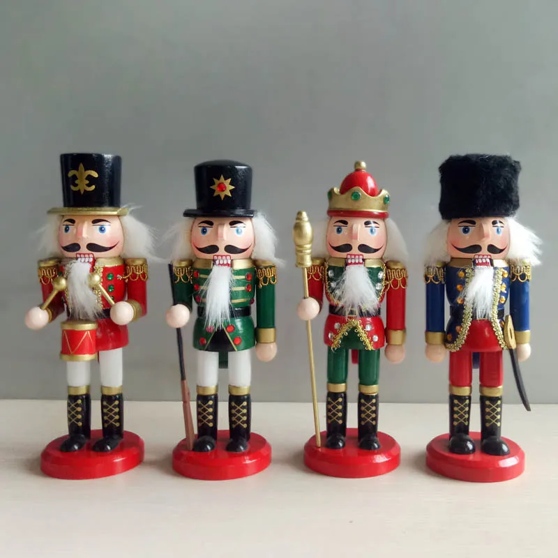 Christmas Decorations Wood Nutcracker Puppet Small Tin Soldier Doll Case 4-20cm Small Wooden Man Holiday Gift