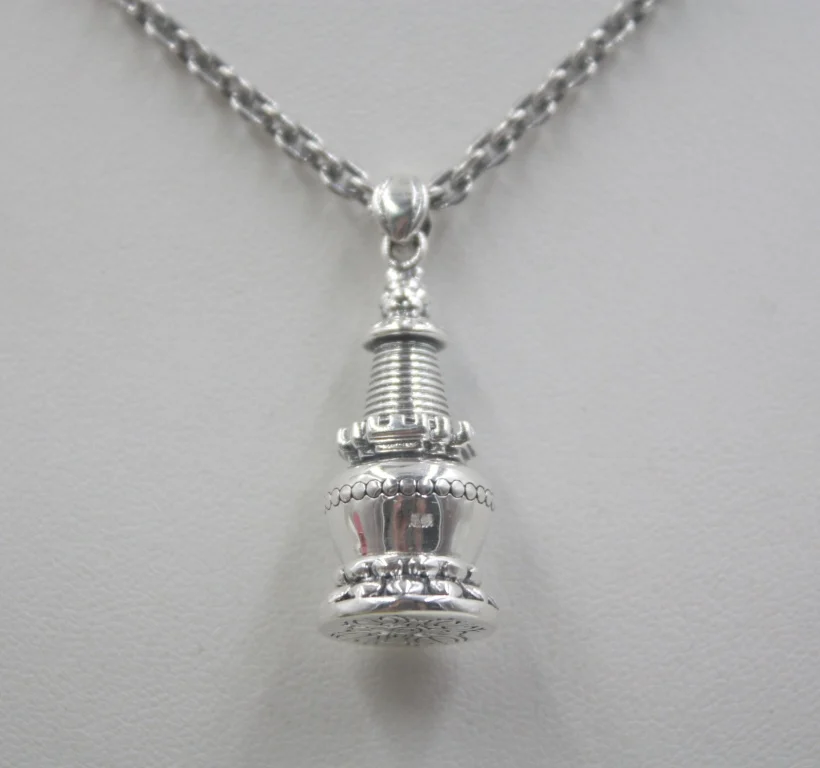 Only Pendant Стерлинговое Серебро S999 кулон подходит для мужчин буддизм башня подарок Удача кулон 35*14 мм - Цвет камня: Only Pendant