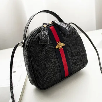 

Female Casual Rectangle Shape Mini Portable Single-shoulder Bag PU Leather Phone Coin Bag new trend honey bee bag Crossbody Bag