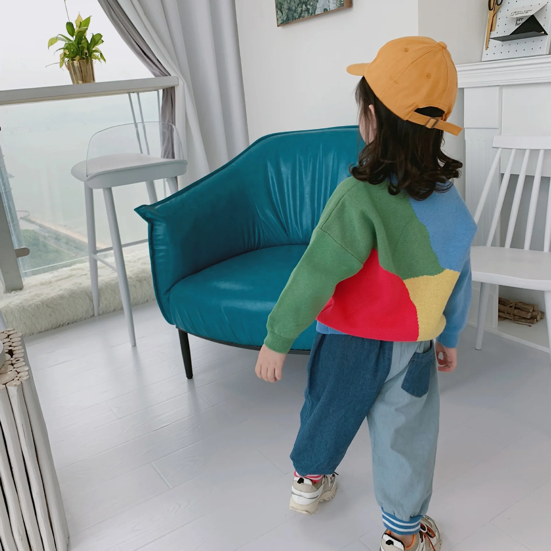 Tonytaobaby/осеннее платье; новые детские джинсы для мальчиков и девочек; Милые Одинаковые цвета брюки из чистого хлопка для мальчиков и девочек