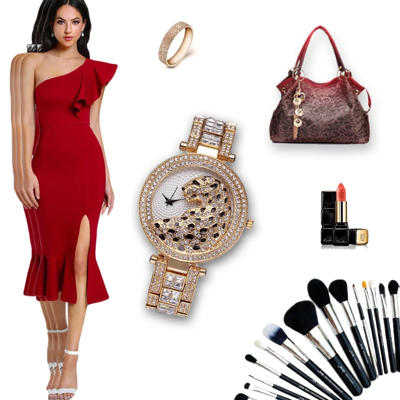 MISSFOX Luxury Watch For Women Elegant Stylish Leopard 3D Unusual Dress Watches Gold Sliver Bracelet Jewelry Gift For Christmas