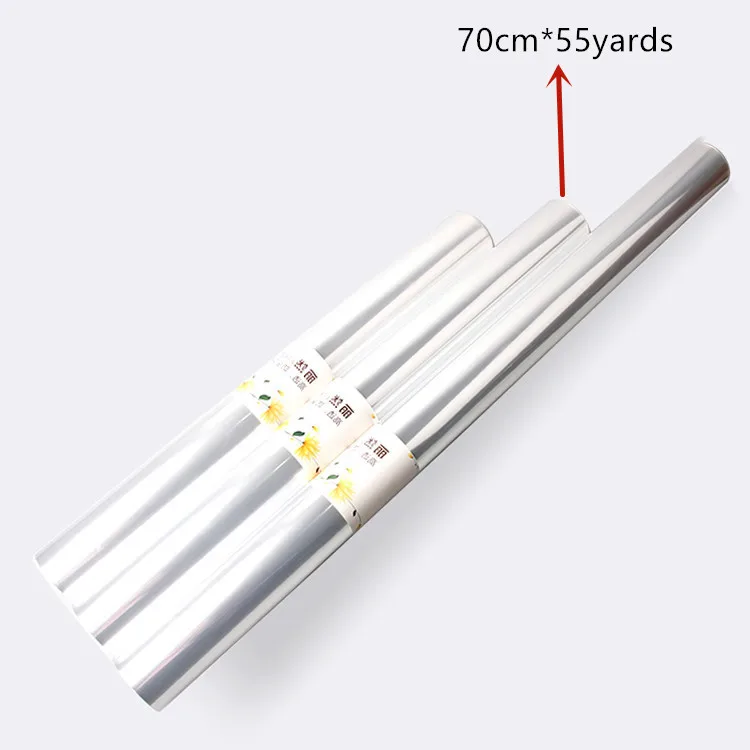 70cm 60 см* 55 ярдов/рулон утолщенный прозрачный рулон целлофана букет водонепроницаемый пластик бумага цветок магазин бумаги - Цвет: 70cm