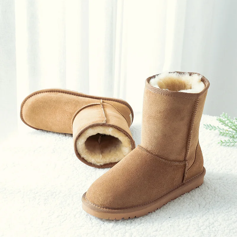 Rubber Shoes Australia Boots Winter Fashion Women Genuine-Cowhide Basic Wool-Lined Non-Slip