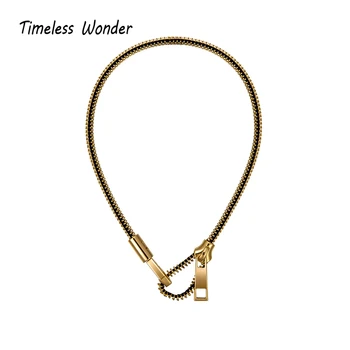

Timeless Wonder Stunning Zipper Lariat Choker Necklace Women Jewelry Punk Gothic Runway Designer Top Hiphop Ins Rock Rare 4347