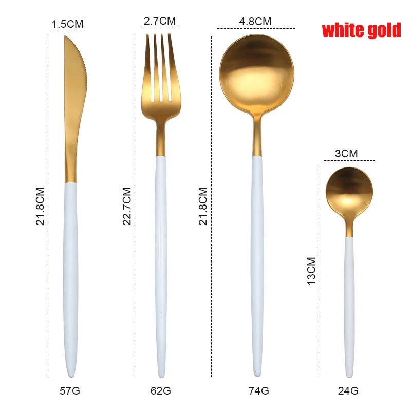 white gold Spklifey набор посуды из нержавеющей стали набор столовых приборов Ложка Вилка Нож Западный стальной столовый набор для кухни аксессуары для дома - Color: white gold