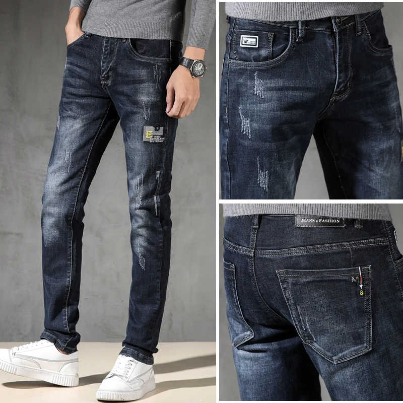 

Male Jeans Jean Homme Skinny Slim Fit Men Blue Denim Men'S Fashions Pants Pant Trousers Biker Casual Pantalones Vaqueros Hombre