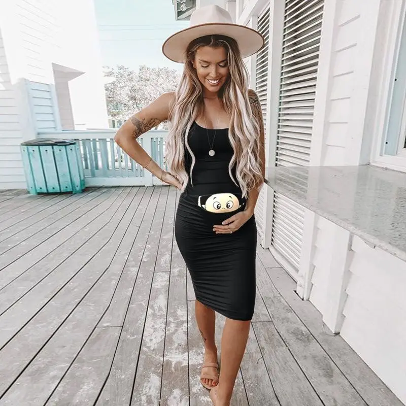 Pregnant women long skirt comfortable cartoon print pregnant women sexy dress women's clothing