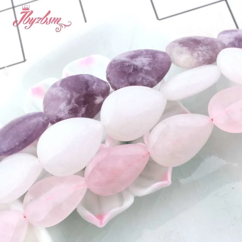 Natural Drop Fluorite Quartz Rhodonite Agates Stone Beads Loose 13x18mm For DIY Necklace Jewelry Making Strand 15
