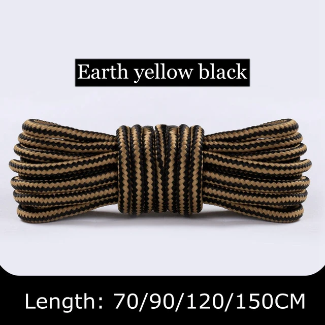 1 Pair Martin Shoes Round Shoe Laces Striped Double Color Fashion Shoelaces Outdoor Hiking And Leisure Sports Shoelace 18 Color Earth yellow black
