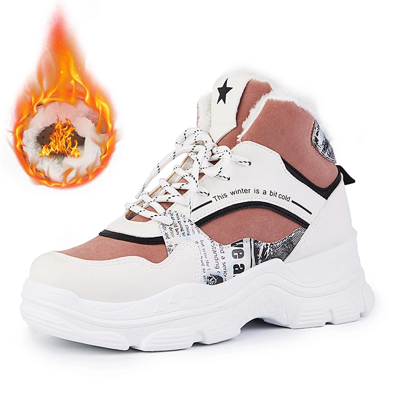 Зимняя женская обувь для бега теплые меховые кроссовки женщин уличная
