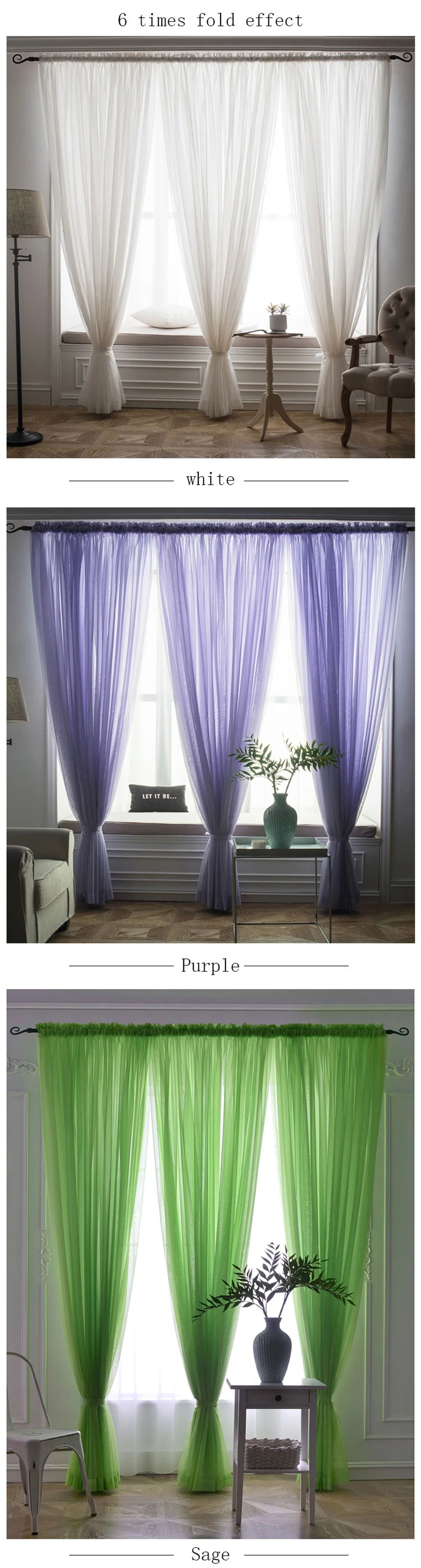 NORNE Cheap White Semi Sheer Window Elegance Curtains Drape Panels Voile Curtain Treatment for Bedroom Living Room Home Textile