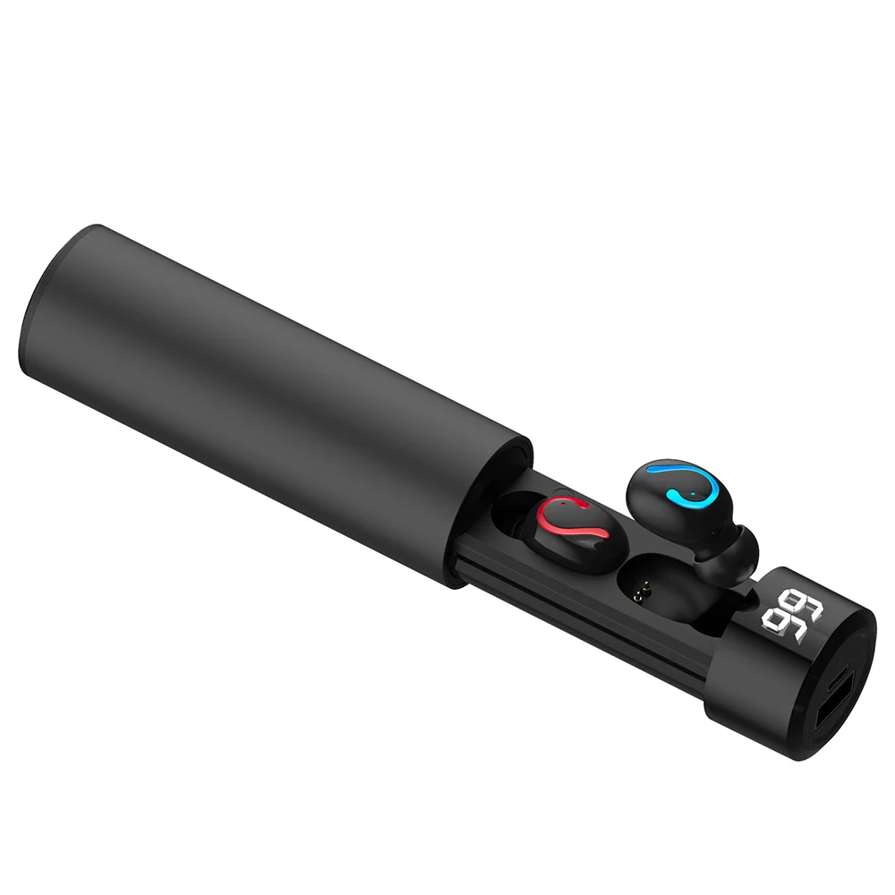 Черный Bluetooth наушники, гарнитура, TWS, беспроводные наушники, свободные руки, спортивные наушники, игровая гарнитура с внешним аккумулятором 1500 мАч - Цвет: Черный