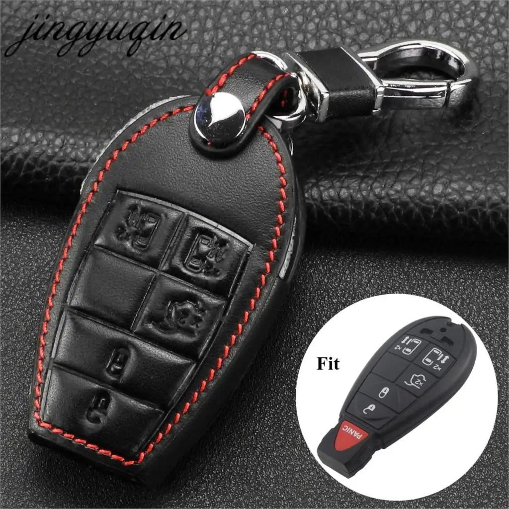 Bilchave для Chrysler Town& кантри D-odge большой караван Smart Keyless чехол Fob 6 Кнопка кожаный Смарт Брелок дистанционного управления ключ крышка
