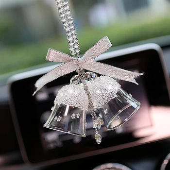 

Car accessories interior New bell crystal car pendant car rearview mirror hanging ladies wind chime snow car pendant decoration