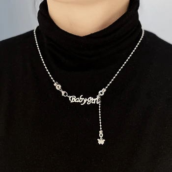 

Customized name pendant necklace, personalized carved flower alphabet necklace stainless steel best gift for lovers and family