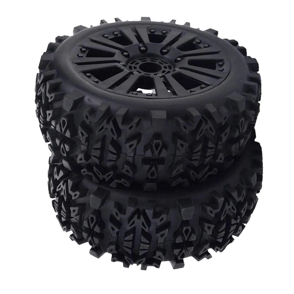 2pcs RC Crawler Buggy Car Wheel Rubber Tires - RC Spare Parts for 1/8 Monster Truck Truggy Model Cars, 120mm Dia. 18mm Hex