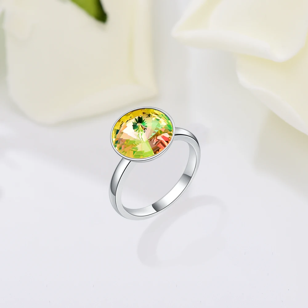 Женские кольца с кристаллами Swarovski, новые модные кольца с круглым камнем RIVOLI для женщин, элегантные вечерние ювелирные изделия на свадьбу, романтический подарок
