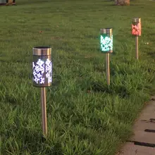 6 шт./лот светодиодный светильник из нержавеющей стали на солнечных батареях, наружный садовый ландшафтный светильник, защита окружающей среды и не выцветает