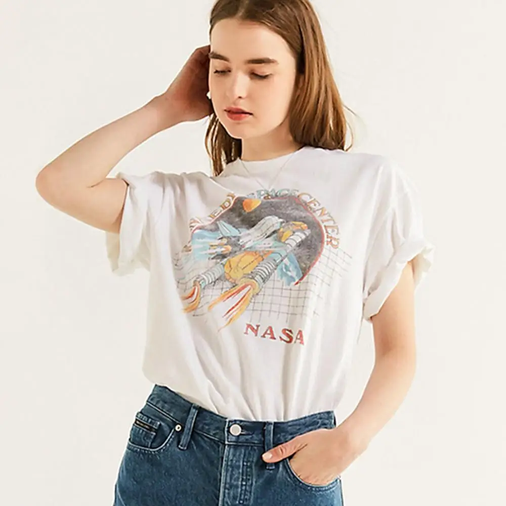 Animal Printed Graphic Tee 2020 Summer Women Short Sleeve O Neck Chic Tops Tees Vintage Chic Vintage Cotton T Shirt Female