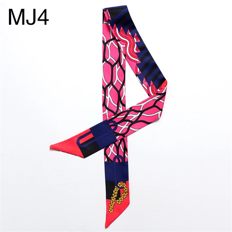 2019 New Geometric 3D Print Silk Scarf Women Luxury Brand Bag Ribbons Fashion Head Small Long Skinny Scarves B034 |