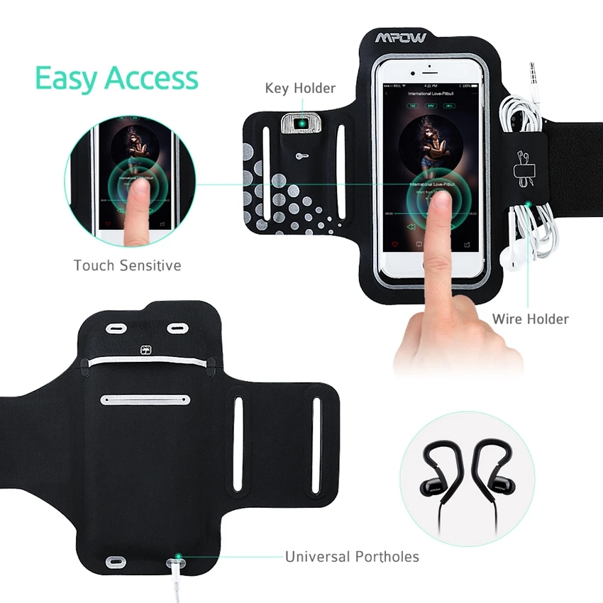 Mpow Топ для iPhone 7 Sweatproof нарукавный чехол для занятий спортом и бега 5,2 дюйма с регулируемым ремешком для iPhone 7 и т. Д. Смартфонов