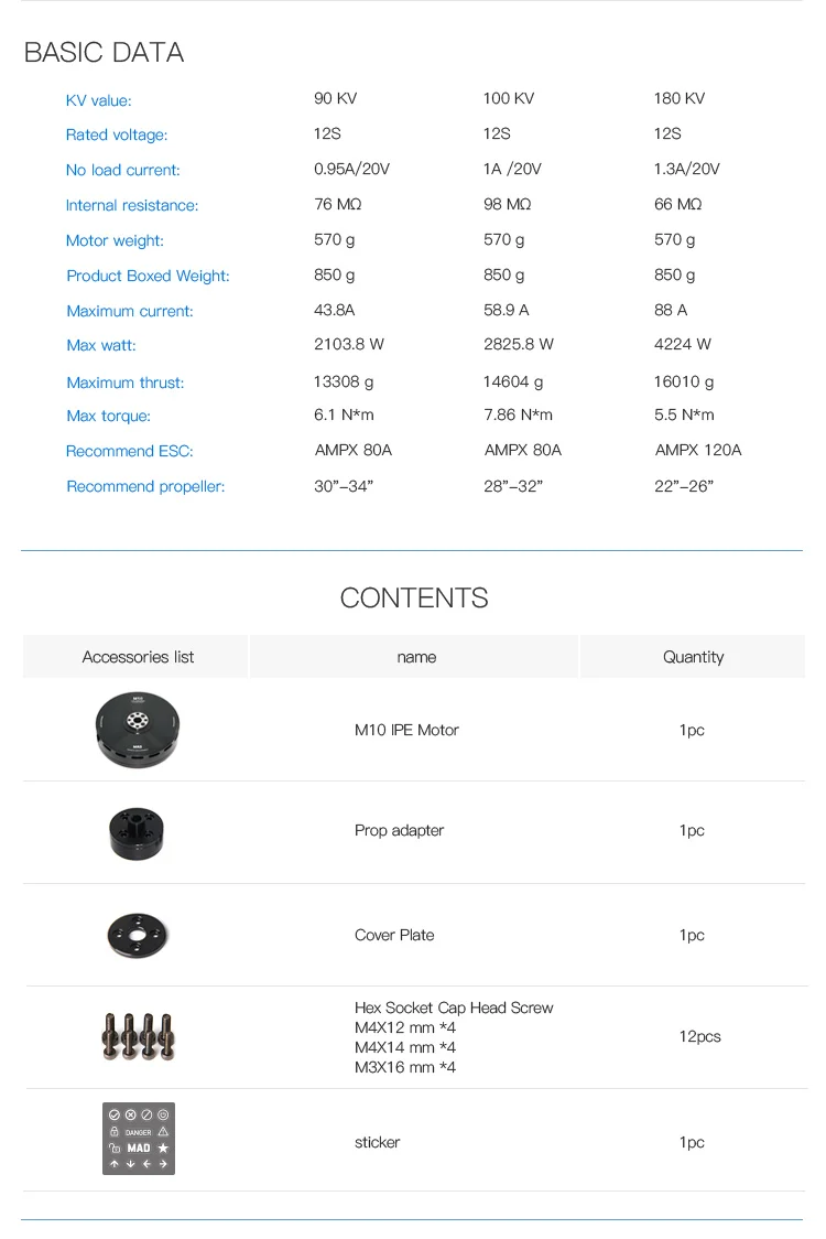MAD M10 IPE V1.0 KV90 Big Powerful Brushless Motor For Electric Paramotor