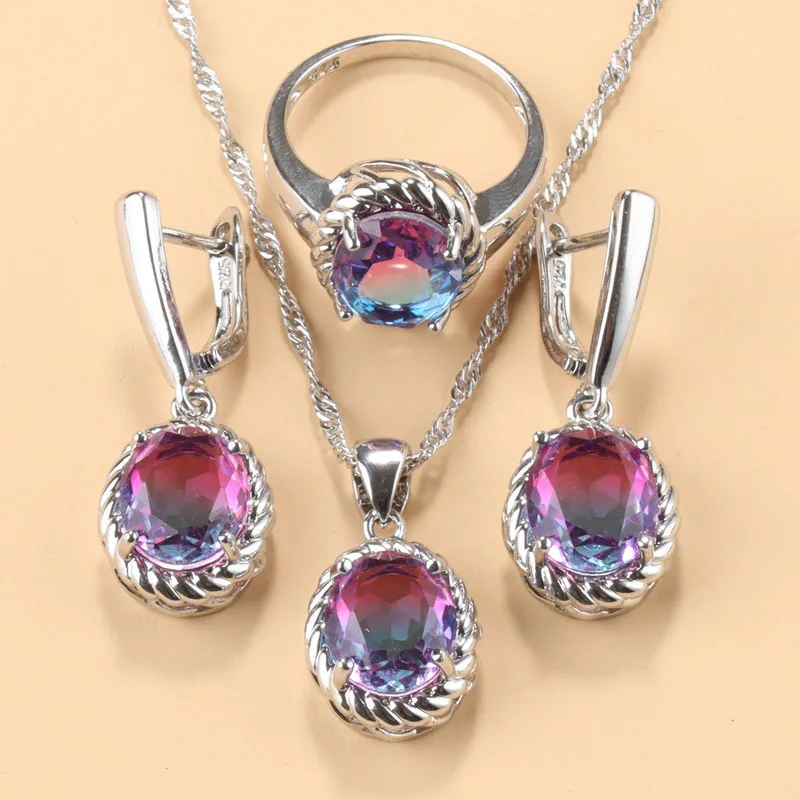 13-Colors 925 Silver Bridal Jewelry Sets for Women Christmas Gift