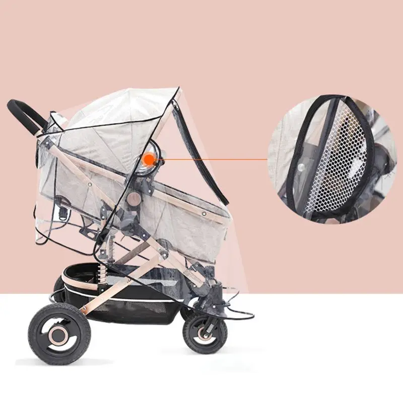 1 Pc Universal Stroller Rain Cover Trolley Umbrella Raincoat Side Ventilation Weather Shield Baby Car Accessories baby stroller cover for rain